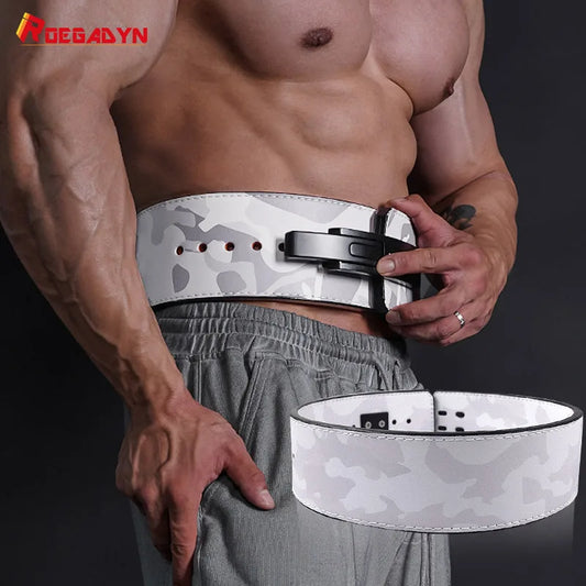 Lever Buckle Weightlifting Belt for Men, Camouflage Barbell, Powerlifting Gym Belt, Back Support, Strength Training, 10Mm